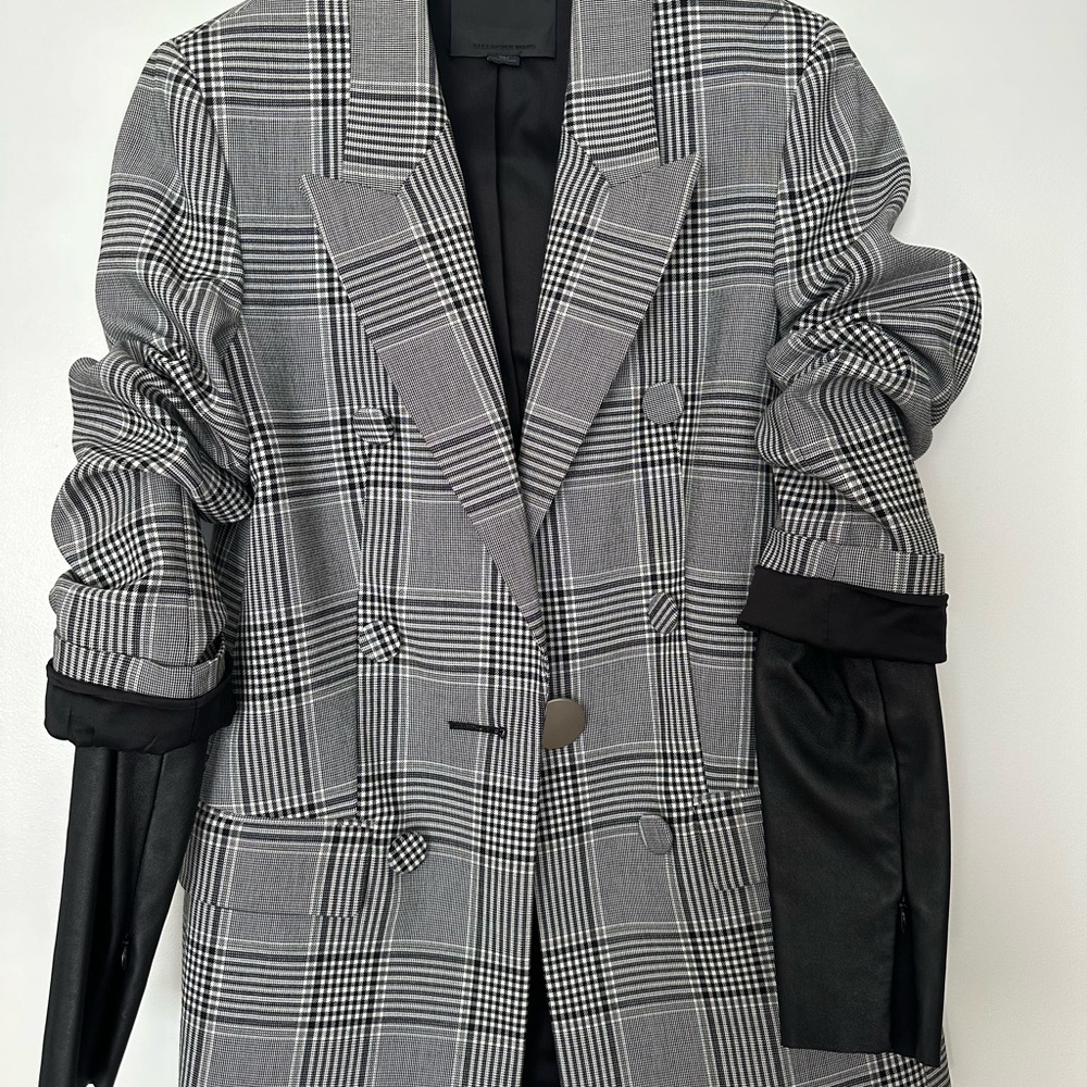 Alexander wang blazer size 2 Women's Gray Plaid Double-Breasted Blazer